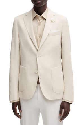 BOSS Hanry Slim Fit Slub Wool & Cotton Blend Sport Coat in Open White at Nordstrom, Size 38