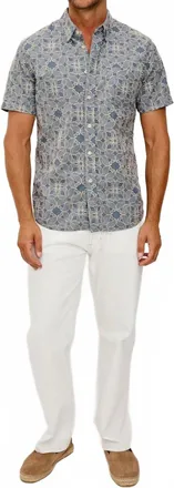 Rails Hale Short-Sleeve Button-Up Shirt In Whirling Daisy Steel