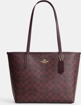 Coach Medium City Tote Bag In Signature Canvas