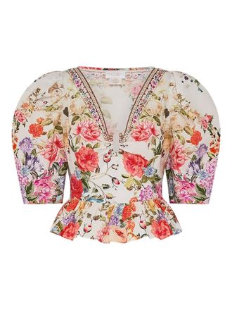 Camilla puff-sleeves hardware blouse - women - Cotton - S - White