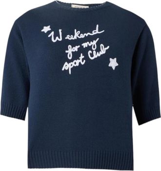 Max Mara Ronde hals gebreid - Dames - Ronde hals truien - Blauw - M - Katoen - Truien & Vesten
