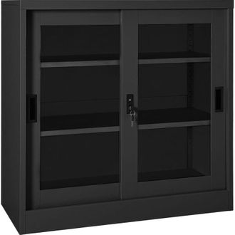 vidaXL Sliding Door Cabinet Anthracite 90x40x90 cm Steel vidaXL