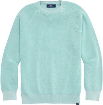 Vineyard Vines Waffle Knit Cotton Crewneck Sweater in Mangrove Mint at Nordstrom, Size Xx-Large