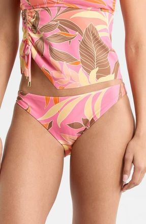 Sanctuary Print Cinch Back Bikini Bottoms in Orange Multi at Nordstrom, Size X-Small