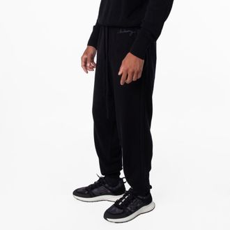 Burberry Logo Embroidered Cashmere Jogging Pants, Size Medium