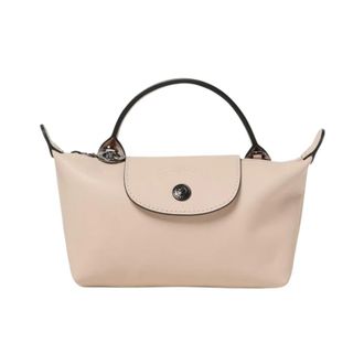 Longchamp Handbags, female, Beige, Size: ONE SIZE Elegant Top Handle Bag with Flap Closure for Everyday Use