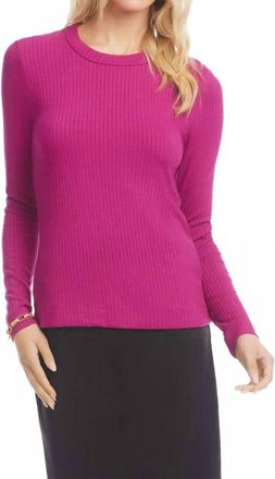 Karen Kane Ribbed V Neck Sweater In Magenta