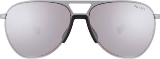 Prada Grey Mirror Pilot Mens Sunglasses PS 53ZS 18X80I 59