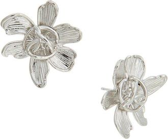 Oscar De La Renta Mini O Textured Flower Stud Earrings
