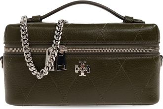 Tory Burch Charlie Quilted Vanity Case - Dames - Handtassen - Groen - ONE Size - Leer - Tassen