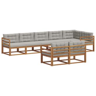 vidaXL Vidaxl Set Di Divani Da Esterno 8 Pz Naturale E Grigio Chiaro