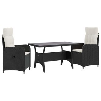 vidaXL Juego De Comedor Para Exteriores 3 Pcs Negro Y Blanco Crema Vidaxl