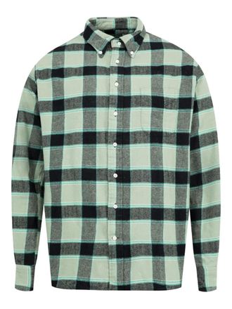 Gitman Bros madras-pattern brushed shirt - Green