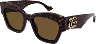 Gucci Vierkante Cat-eye Zonnebril - Dames - Zonnebrillen - Bruin - 55 MM - Accessoires