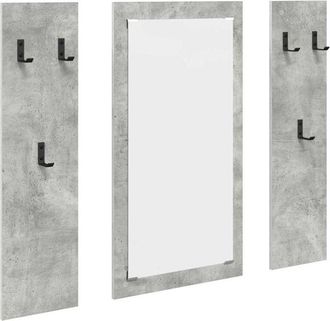 vidaXL Vidaxl - Perchero De Pared Con Espejo Gris Hormig&oacute;n 96 X 1.5 X 90 Cm