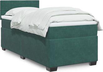 vidaXL Vidaxl - Cama Box Spring Con Colch&oacute;n Terciopelo Verde Oscuro 90x200 Cm