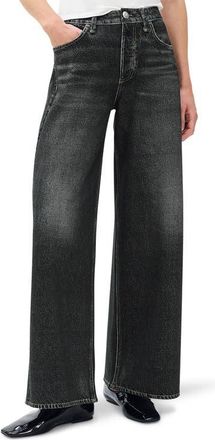 Rag & Bone Miramar Ponte Sofie High Waist Wide Leg Jeans in Washed Black at Nordstrom, Size 26
