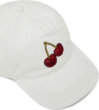 Diesel cherry-embroidery cap hat - White