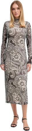 Marc Aurel Ruched Midi Dress - Dames - Casual kleedjes - Zwart - L - Polyester - Kleedjes