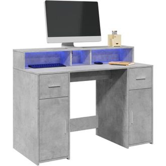 vidaXL Vidaxl - Escritorio Con Led Madera Ingenier&iacute;a Gris Hormig&oacute;n 120x55x91 Cm