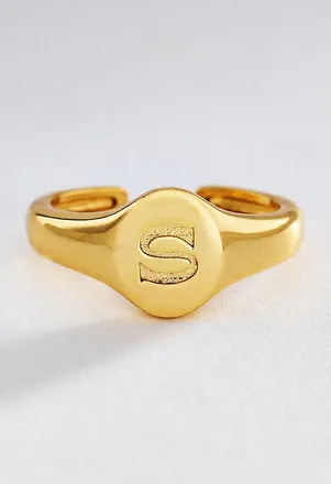 Luv AJ Initial Oval Signet Ring