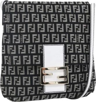 Fendi Pre-owned Shoulder Bags, female, Black, Size: ONE SIZE Pre-owned Zucchino Canvas Shoulder Bag