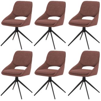 Hhg Hhg - Juego De 6 Sillas De Comedor 612, Silla De Cocina, Giratoria Con Retorno Autom&aacute;tico, Tejido Boucl&eacute; (540 G/m&sup2;) &Ouml;ko-tex, Marr&oacute;n