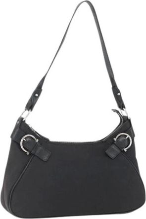 Ferragamo Pre-owned Shoulder Bags, female, Black, Size: ONE SIZE Pre-owned Canvas Shoulder Bag