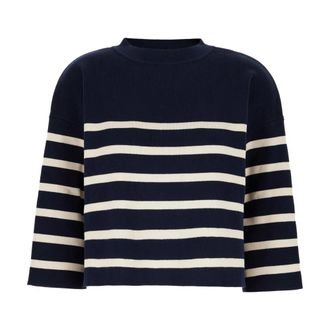 Max Mara Stijlvolle Gebreide Kleding Collectie - Dames - Ronde hals truien - Blauw - S - Truien & Vesten