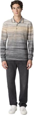 Missoni Long Sleeve Polo With Flame Knit in Grey at Nordstrom, Size X-Large