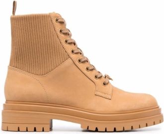 Gianvito Rossi Lace-Up Boots - Dames - Veterlaarzen - Bruin - 37 1/2 EU - Leer - Schoenen