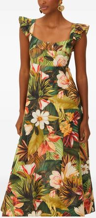 Farm Rio Chemisier midi a fiori - Verde