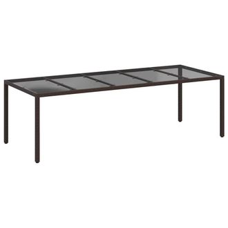 Berkfield Home Garden Dining Table Brown 250x100x75 cm Poly Rattan | Size: 250 x 100 x 75 cm