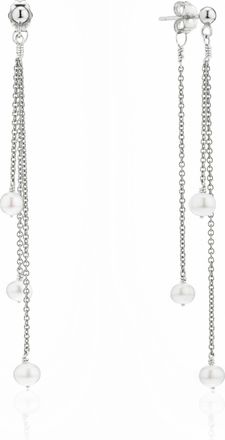 Lily & Roo Silver Layered Pearl Drop Earrings