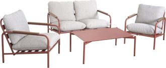 Hhg [nunca Usado] Juego De Jard&iacute;n De Aluminio Hhg-594, Banco Sill&oacute;n Sof&aacute; De 2 Plazas Para Exterior, Olefina (205 G/m&sup2;), Tapizado Terracota Beige