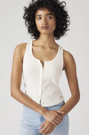 Levi's Dry Goods Pointelle Tank Top - Donna - M - Bianco / Gardenia