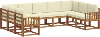 vidaXL Conjunto De Sof&aacute;s De Exterior 9 Uds. Natural Y Crema Vidaxl