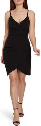 BCBGeneration Faux Wrap Scuba Crepe Mini Dress in Black at Nordstrom Rack, Size 10