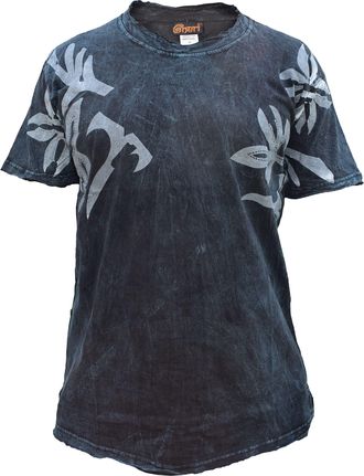 Gheri Mens Stone Washed Frayed Edge Rough Finish T-Shirt Turquoise X-Large