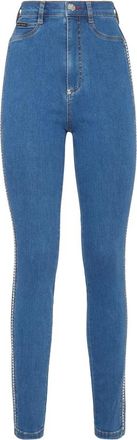Philipp Plein Super High Waist Jegging - Dames - Skinny Jeans - Blauw - W25 - Katoen - Jeans