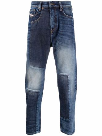 Diesel Jeans dritti con design patchwork - Blu