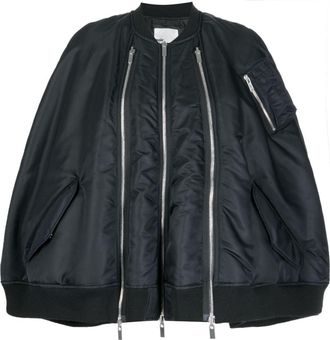 Comme Des Garçons zipped padded cape - women - Nylon - S - Black