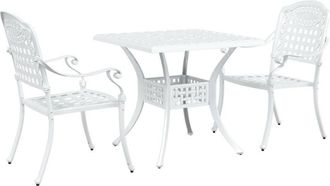 vidaXL Garden Table Set 3 pcs White 80 x 80 x 75 cm Cast Aluminium vidaXL