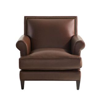 Ballard Designs Juliana Leather Chair - Chocolate with Flannel Legs - Ballard Designs