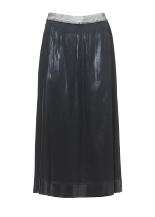 Maison Margiela Black Satin Midi Skirt with Iconic Four Stitches Detail