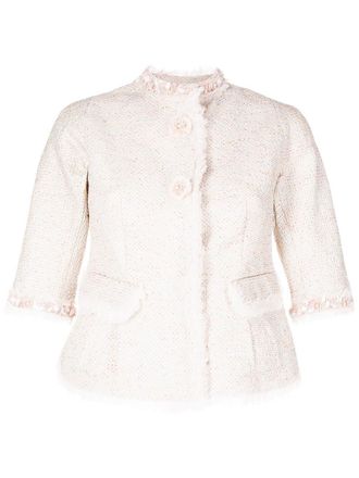 Shiatzy Chen bead-embellished tweed jacket - women - Polyester/Cotton/Polyamide - 38 - Pink