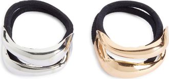 Tasha Assorted 2-Pack Ponytail Cuffs in Silver Gold at Nordstrom