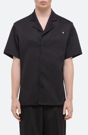 Helmut Lang Modest Jacquard Satin Camp Shirt in Black/Black at Nordstrom Rack, Size 48