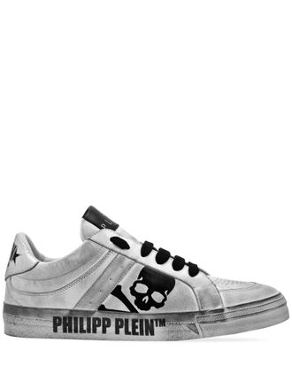 Philipp Plein Skull & Bones metallic-effect sneakers - White