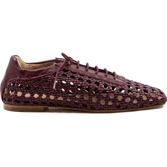 Andrea Gomez Antonia Woven Leather Flat in Burgundy at Nordstrom, Size 36.5
